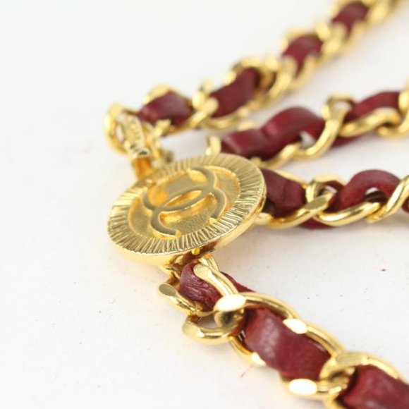 Chanel Red x Gold Interlaced CC Logo Triple Chain main image 12